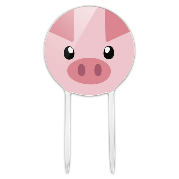Personalised Acrylic Childrens Cartoon Pig Face Birthday Cake Topper Decoration